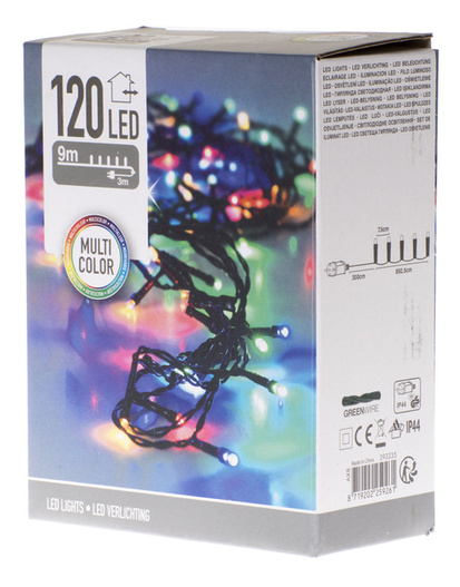 Lampki zewnętrzne/wewnętrzne 120 Led 9m multikolor
