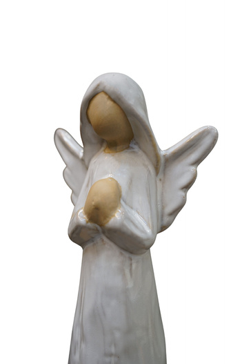 Anioł ceramiczny cieniowany w odcieniach beżu 10,5 cm