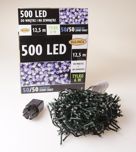 Zewnętrzne lampki 500 led niebieski i zimny biały