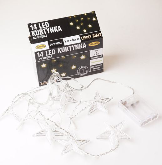 Kurtyna 14LED gwiazdy białe ciepłe