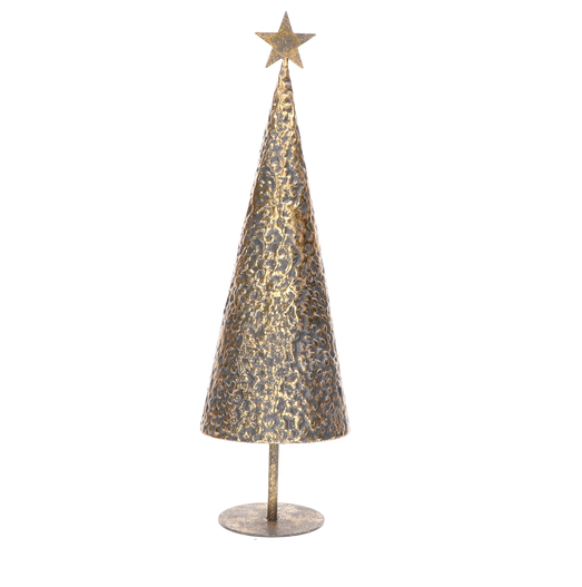 Choinka metalowa stożek złota patyna 40 cm
