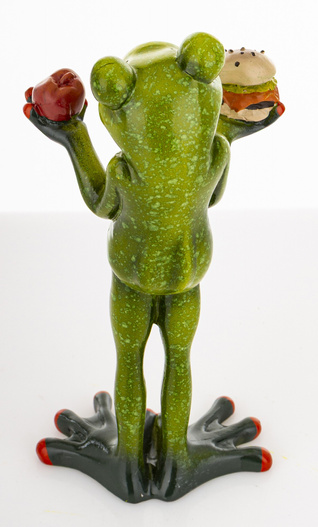 Figurka Żaba z hamburgerem i jabłkiem 15,5cm