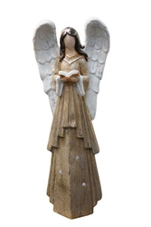 Złoty anioł LED z białymi skrzydłami 55 cm