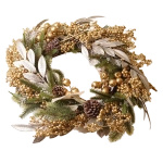 Wianek świąteczny zielony świerk złote liście
