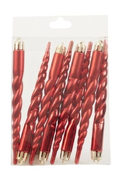 Bombki czerwone sopelki 8sztuk 13cm 