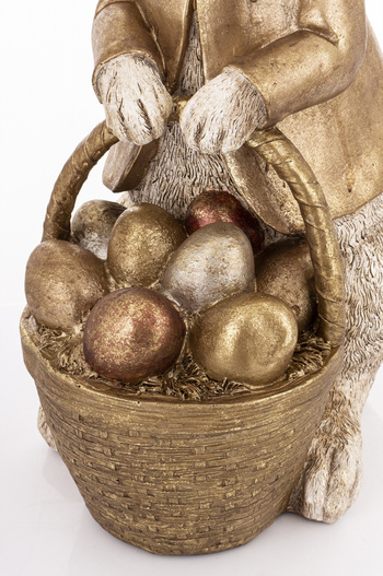 Figurka Królik ON złota patyna frak z koszykiem jajek 50 cm