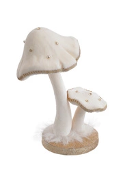Grzyby 2sztuki aksamit kremowe, złote ranty 21cm