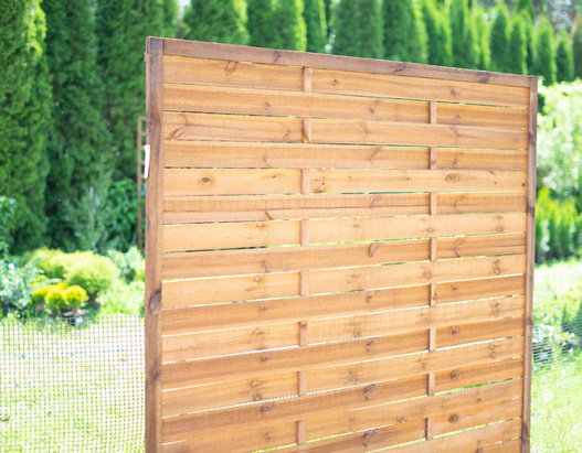 Płot sosnowy lamelowy Opal Eco 180 x 180 cm brąz