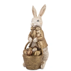 Figurka Królik ON złota patyna frak z koszykiem jajek 50 cm