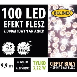 Lampki zewnętrzne 100LED białe ciepłe flesz