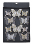 Motyl na klipsie 10sztuk biało-złoty 5-8cm w pudełku