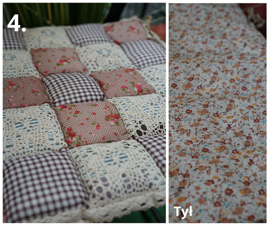 Patchwork poduszka na krzesło koronka mix 40x40cm
