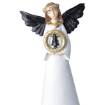 Anioł ceramiczny biała suknia, czarne skrzydła 2wzory 21cm