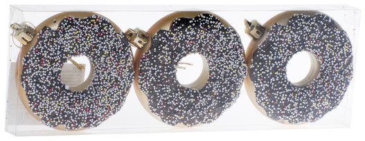 Bombki donut pączek czekoladowy 3 sztuki 8cm
