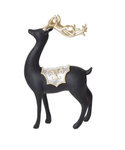 Figurka renifer czarny stojący ze złotym porożem