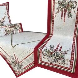 Bieżnik na stół 40x100cm Stroik z czerwonymi świecami