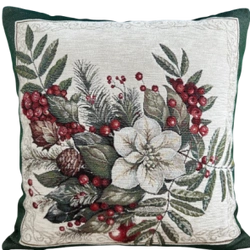 BN Poszewka 40x40cm Chenille Świąteczny stroik, biała Poisencja