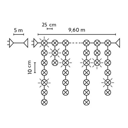 Kurtyna sople 200LED białe ciepłe 9,6m z fleszem