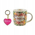 Kubek Dzień babci w kwiatki z breloczkiem 350ml