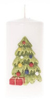 Świeca pieńkowa biała z choinką 15cm