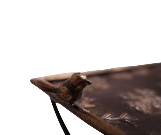 Taca metal złota, śnieżyki na nóżkach z ptaszkami 66x20cm