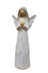 Anioł ceramiczny cieniowany w odcieniach beżu 10,5 cm