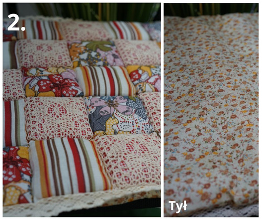 Patchwork poduszka na krzesło koronka mix 40x40cm
