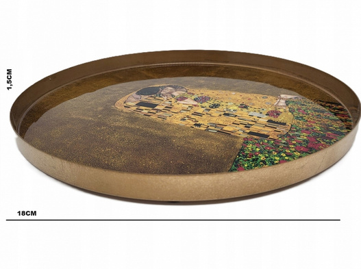 Patera KLIMT pocałunek taca kremowa fi 18cm