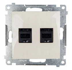 Gniazdo podwójne komputerowe krem SIMON 54