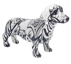 Pies Jamnik biało-czarne graffiti 26x17cm