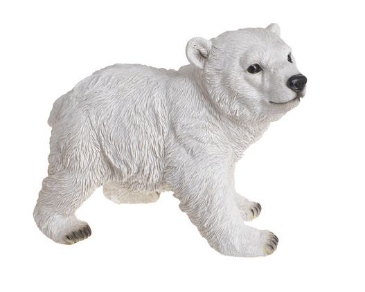 Niedźwiedź ceramiczny biały stojący szczotkowany 15 cm