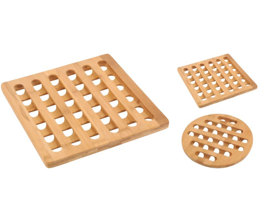 Podkładka drewniana pod garnek okrągła lub kwadrat fi 20cm Bamboo