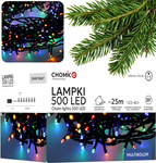 Lampki zewnętrzne/wewnętrzne 500 Led multicolor 25m+3m zasilacz