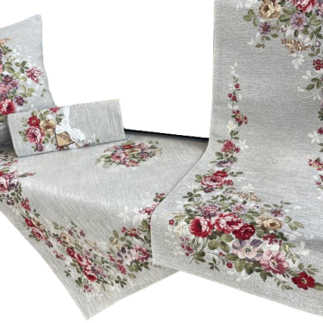 Bieżnik na stół Szare Róże 45x140cm Chenille