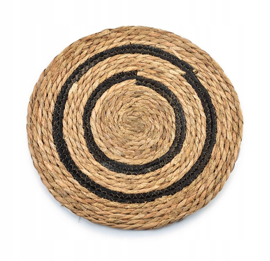 Mata stołowa okrągła z liści hiacynta beżowo-brązowa 38cm