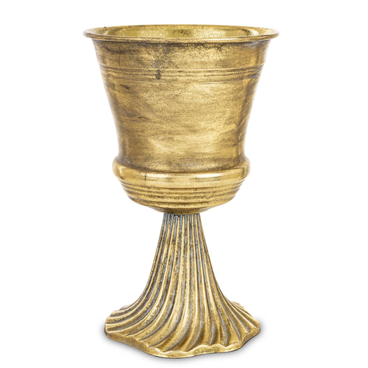 Kielich metal na falowanej nóżce złoty 26,5 cm