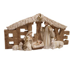 Święta rodzina beżowa drewniana szopka 20,5x40,5cm