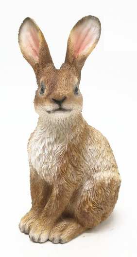 Figurka Zając brązowo-biały siedzący szczotkowany 18,5cm