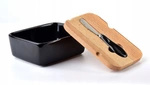 Maselniczka ceramiczna czarna z nożem 15,5cm