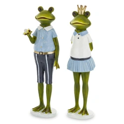 Figurka Żaba ON/ONA zielona biało-niebieski strój 28cm 2wzory 1 sztuka