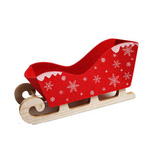 Sanie z czerwonego filcu w śnieżynki 23,5x11,5cm