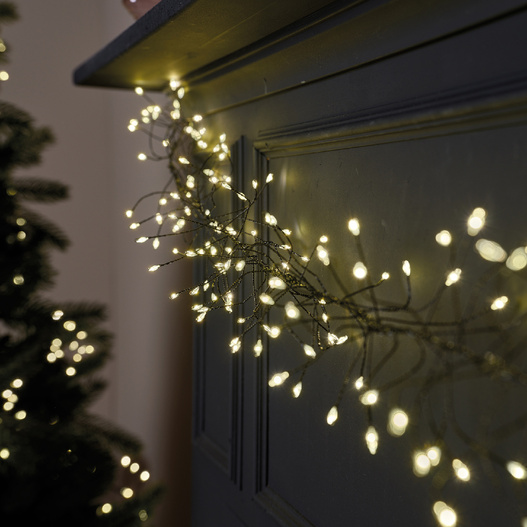 Lampki zew/wew cluster 480 LED 3m czarny/ ciepły biały 8funkcji
