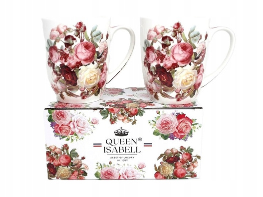 Kubki 2sztuki różowo-białe peonie w pudełku 400ml