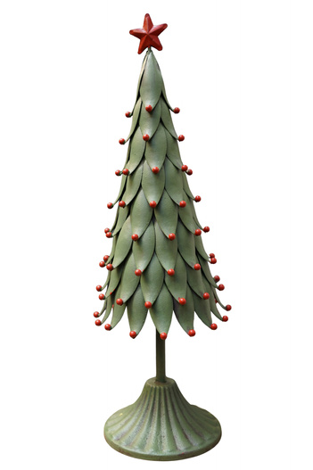 Choinka metalowa zielona z czerwonymi kuleczkami 36 cm