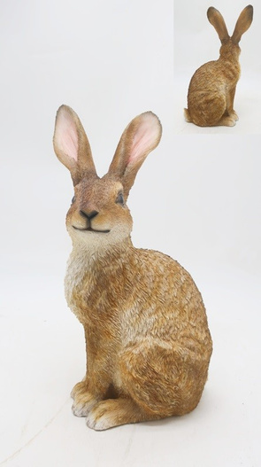 Figurka Zając brązowo-biały siedzący szczotkowany 37cm