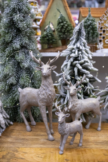 Jeleń ceramiczny szaro-złoty