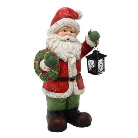 Figurka Mikołaj ceramiczny LED czerwony z latarnią 51cm