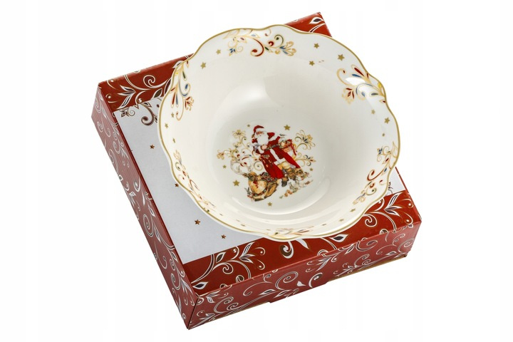 Świąteczna miska ceramiczna z motywem Mikołaja i renifera