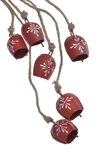 Girlanda metalowa ze zwisającymi czerwonymi dzwonkami 95 cm