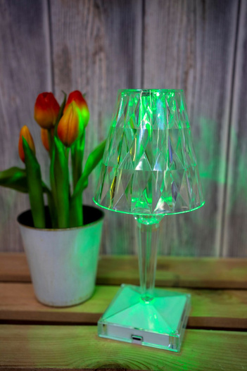 Lampka plastikowa z baterią USB 24cm kryształ